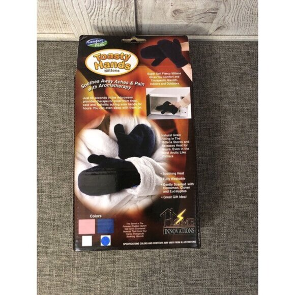 Comfort Pedic Toasty Hands Blue Fleece Mittens Hand Warmers Therapeutic Warmth - Picture 4 of 4